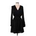 Tart Casual Dress - A-Line V Neck Long sleeves: Black Solid Dresses - Women's Size X-Small