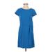 Broadway & Broome Casual Dress - A-Line Crew Neck Short sleeves: Blue Print Dresses - Women's Size 2