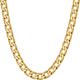 Beveled Cuban Link Curb Chain Necklaces 24k Real Gold Plated (3mm, 6mm & 9.5mm) (30 inches, 6mm, Gold)