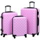 Camerina Hardcase Trolley Set 3 pcs Pink ABS,Suitcases & Travel Bags,Hardcase Trolley(SPU:92414)