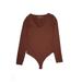 Abercrombie & Fitch Bodysuit: Brown Solid Tops - Women's Size Small