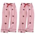 LApooh Womens 2 Pack Modal Capri Pyjamas Bottoms, Polka Dots Capri Pants Soft Pyjama Trousers Sleepwear With Pockets, Lightweight Homewear Pajama Pants For Women,2Pcs Pink,S