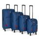 Bravich Suitcase Set - Blue/Red. Set of 4 Soft Shell Suitcases with Spinner Wheels, Lightweight Suitcases for Check in & Hand Luggage. Large Suitcases Set with TSA Lock - 20", 26", 28" & 32" Size.