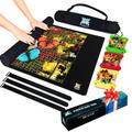 Puzzle Mat w/3 Puzzle Sorting Trays- Jigsaw Puzzle Mat Roll Up 46” x 26” | Rubber Puzzle Mats for Jigsaw Puzzles 1000 to 1500 Pieces | Puzzle Roll Up Mat | Puzzle Organizer Puzzle Saver| Puzzle Keeper