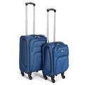 Bravich 2pcs Cabin Suitcase Set - Blue. Small Suitcases with Wheels, Luggage Suitcase for Carry On Suitcase. Lightweight Suitcase with Soft Shell Case & Expandable Handle, Perfect for Hand Luggage.