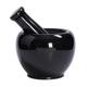 Black Marble Mortar and Pestle Set - Beautiful Polished Veined Marble Mortar and Pestle Set Garlic Peeler and Anti Scratch, Anti Skid Protective Pad - Easy to Use & Black
