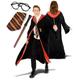 Adult Unisex Wizard School Boy Fancy Dress Costume Accessory Set - Wizard Robe + Glasses + Tie + Wand for World Book Day Halloween Cosplay Dress Up