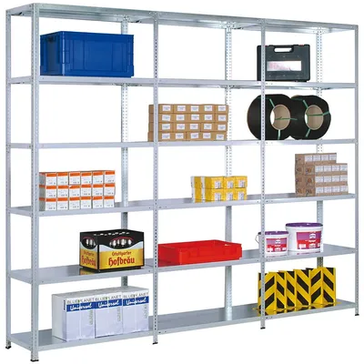 PROREGAL Fachbodenregal ADLER Schraubsystem | Heavy-Duty | Grundregal | HxBxT 200x87x40cm | 5 Ebenen | Fachlast 350kg | Beidseitig nutzbar | Verzinkt Image
