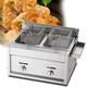 Commercial Countertop LPG Gas Deep Fat Fryer with Basket and Lid Stainless Steel, LPG with Metal Tube for French Fries Home Kitchen Restaurant,Doublecylinder9L+9L