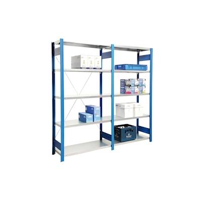 PROREGAL Fachbodenregal FALKE | Medium-Duty | Grundregal | HxBxT 200x128x60cm | 5 Ebenen | Fachlast 250kg | Einseitig nutzbar | Rahmen Enzianblau Image