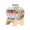 FLEAGE Glass Drink Dispenser, 1L/3L/5L Ice Drink Dispensers, with Spigot and Wooden Stand, for Parties, Beverage Dispense Cold Drink Dispenser for Party Daily Use 3L