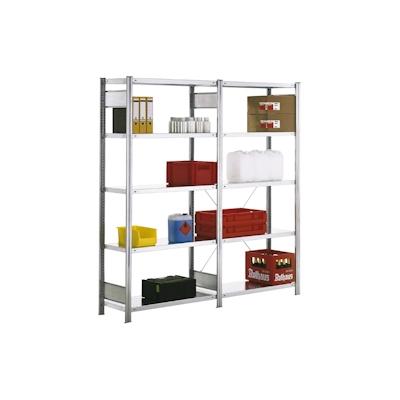 PROREGAL Fachbodenregal FALKE | Light-Duty | Grundregal | HxBxT 200x100x50cm | 5 Ebenen | Fachlast 150kg | Einseitig nutzbar | Lichtgrau Image