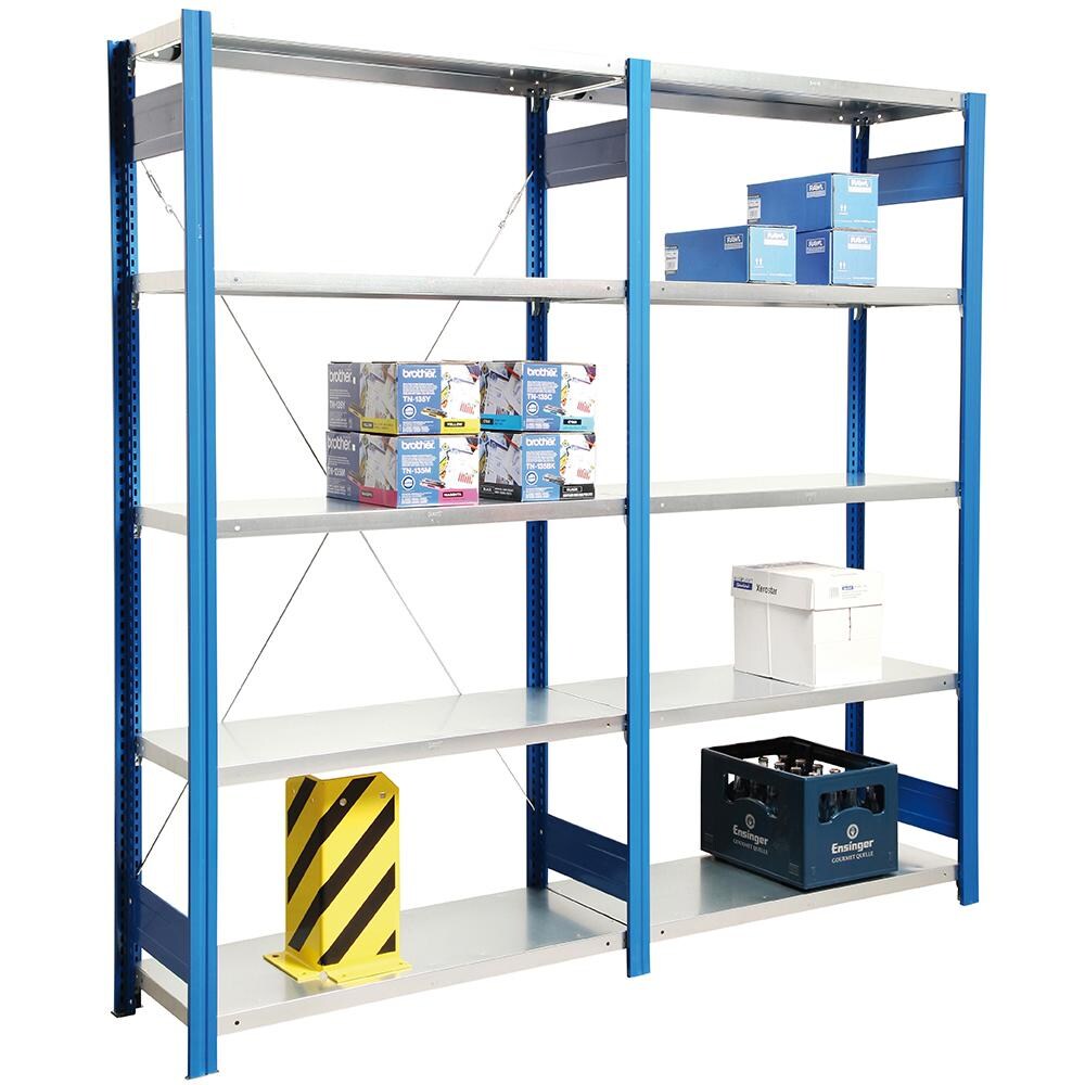 PROREGAL Fachbodenregal FALKE | Heavy-Duty | Grundregal | HxBxT 300x128x40cm | 7 Ebenen | Fachlast 350kg | Einseitig nutzbar | Rahmen Feuerrot Image