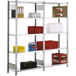 PROREGAL Fachbodenregal FALKE | Light-Duty | Grundregal | HxBxT 200x100x80cm | 5 Ebenen | Fachlast 150kg | Einseitig nutzbar | Lichtgrau Image