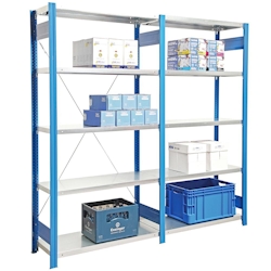 PROREGAL Fachbodenregal FALKE | Light-Duty | Grundregal | HxBxT 250x128x50cm | 6 Ebenen | Fachlast 150kg | Einseitig nutzbar | Rahmen Resedagrün Image