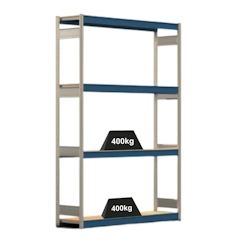 PROREGAL Weitspannregal ELCH Stecksystem T-Profil | Grundregal | HxBxT 250x175x40cm | 4 Ebenen | Spanplatten-Fachboden | Fachlast 400kg | Enzianblau Image