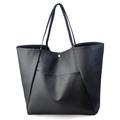 KlaOYer Oversized Leather Tote Bag Large Capacity Work Hobo Pu Leather Bucket Purse And Handbag Big Soft Travel Shopping Bag, Black 3, L