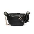 NICOLE & DORIS Women's Crossbody Bags Stylish Shoulder Bag Ladies Belt Bag Soft PU Leather Waist Packs Vintage Satchel Handbag with Chain Purse Bag Sling Bag Phone Bags Black