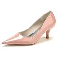 Women's Black Patent Leather Pointed Toe Slip On Low Kitten Heel Pumps Office Work Dress Shoes 2.36 Inch,Nude Pink,4 UK