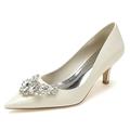 Women Low Kitten Heel Pumps Pointed Toe Dress Shoes for Lady Office Work Business Formal Occasion,Beige,4 UK