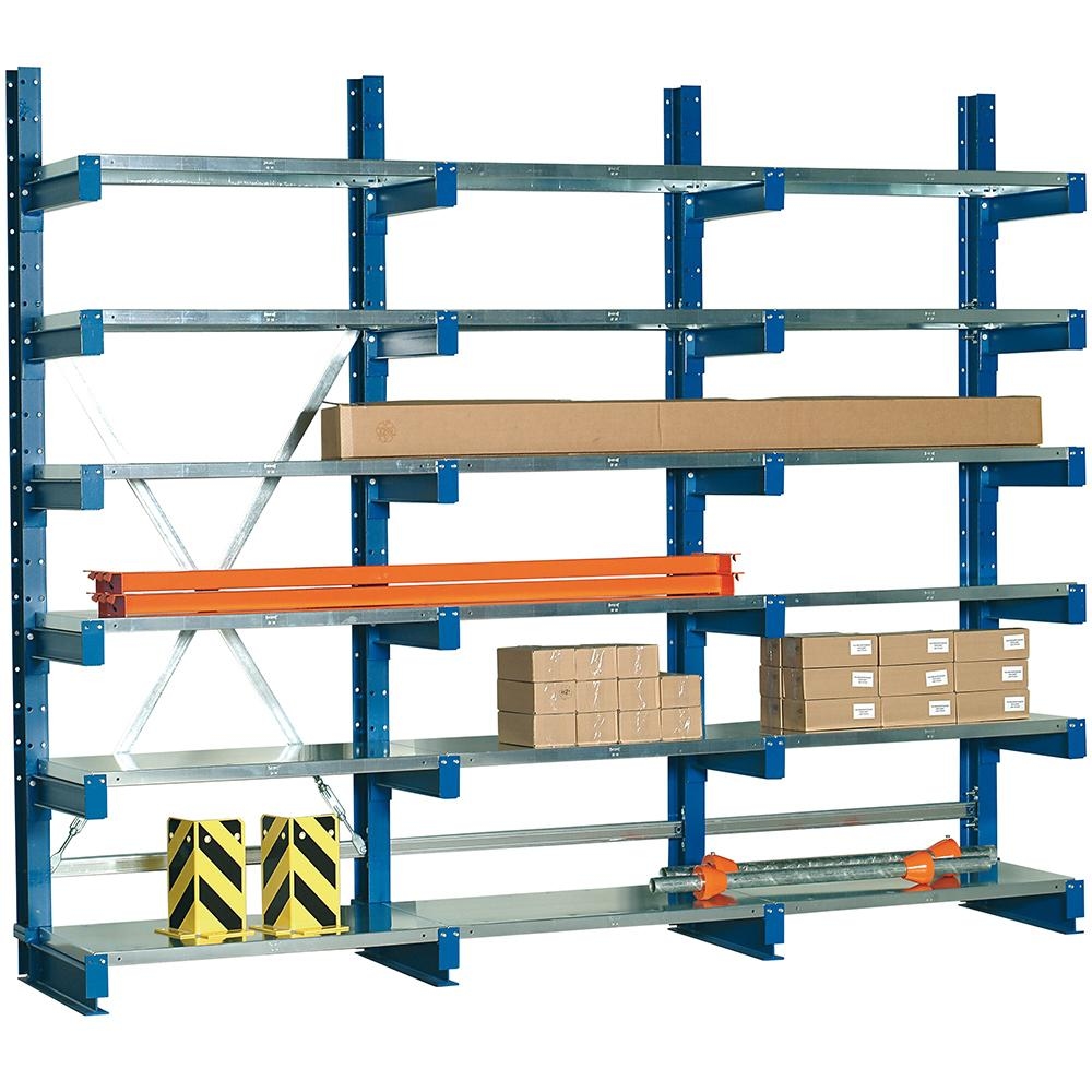 PROREGAL Kragarmregal einseitig TAURUS, Stahlfachböden | Grundregal | frei verstellbare Kragarmen | HxBxT 250x100x60cm | 6 Ebenen | Armlast 250kg Image