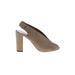 Heels: Slingback Chunky Heel Casual Tan Print Shoes - Women's Size 39 - Almond Toe