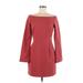 Keepsake Casual Dress - Mini Off The Shoulder Long sleeves: Burgundy Print Dresses - Women's Size Medium