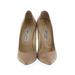 Jimmy Choo Heels: Slip On Chunky Heel Boho Chic Tan Print Shoes - Women's Size 37.5 - Almond Toe