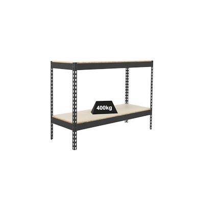 PROREGAL Schwerlastregal MINI WOOD YETI TWO | HxBxT 90x150x60cm | Fachlast 400kg | Anthrazit | Regal Standregal Werkstattregal Lagerregal Image