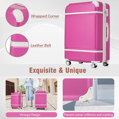 Storage Trunks Hardside Luggage with Spinner Wheels Trolley Case, Pink