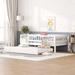 White Twin Size Wood Daybed with Trundle and Fence Guardrails, Sturdy Pine Wood Construction