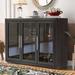 Wood Storage 48" Cabinet with 3 Tempered Glass Doors, Modern Console Tables w/Adjustable Shelf, Suitable for Living Room