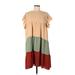 Shein Casual Dress - A-Line Crew Neck Short sleeves: Tan Print Dresses - Women's Size 12