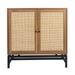 Rattan Cabinet With 2 Rattan Door, Storage, Built-in Adjustable Shelf, Metal Base Wood Cabinet, Free Standing Cabinets