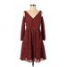 Disney Casual Dress - Mini Cold Shoulder 3/4 sleeves: Red Dresses - Women's Size Small