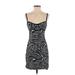 Zara Casual Dress - Bodycon Plunge Sleeveless: Black Zebra Print Dresses - Women's Size Medium