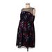 Motherhood Casual Dress - Mini Crew Neck Sleeveless: Black Print Dresses - Women's Size Large Maternity