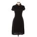 Calvin Klein Casual Dress High Neck Short sleeves: Black Solid Dresses - Women's Size Medium