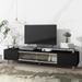Contemporary Glass TV Stand with Sliding Door - Tempered Glass Cabinet for TVs Up to 70"", Ample Storage Space Media Console