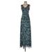 BCBGMAXAZRIA Cocktail Dress - Formal V-Neck Sleeveless: Teal Dresses - Women's Size 4