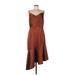 J.O.A. Just One Answer Casual Dress - Midi: Brown Print Dresses - Women's Size Large