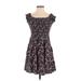 Express Casual Dress - A-Line Boatneck Short sleeves: Black Print Dresses - Women's Size Small