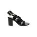 Isola Heels: Slingback Chunky Heel Casual Black Solid Shoes - Women's Size 7 - Open Toe