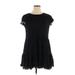 Wilfred Casual Dress - A-Line High Neck Short sleeves: Black Solid Dresses - Women's Size Large