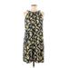 Perceptions Casual Dress - Mini Crew Neck Sleeveless: Yellow Print Dresses - Women's Size Medium