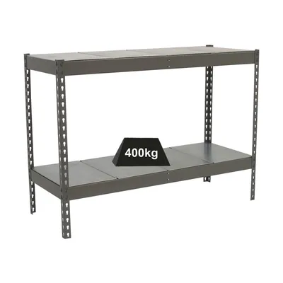 Proregal Schwerlastregal MINI METAL YETI TWO | HxBxT 90x150x60cm | Fachlast 400kg | Grau