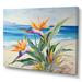 Design Art Birds Of Paradise On The Beach I - Birds Of Paradise Wall Art Prints Metal in Blue/Green/Orange | 16 H x 32 W x 1 D in | Wayfair