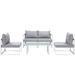 Modway 5 Piece Sofa Seating Group w/ Cushions Metal in Gray/White | Outdoor Furniture | Wayfair 665924524966