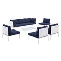 Modway Harmony 8 Piece Sectional Seating Group w/ Sunbrella Cushions Metal in Blue | Outdoor Furniture | Wayfair 665924531797