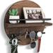 Loon Peak® Knepp Solid Wood Wall Organizer w/ Key Hooks Wood/Solid Wood in Brown | 12.4 H x 12.4 W x 4.9 D in | Wayfair